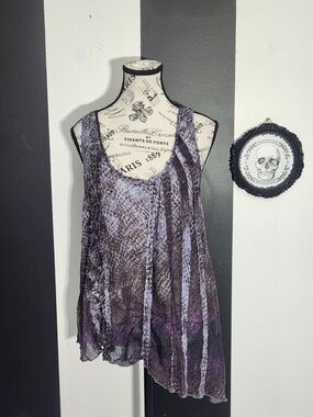 Flowy Purple Tie-Dye Scoop Neck Tank Top